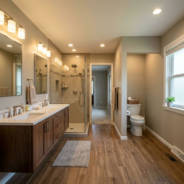 Bathroom layout redesign with improved flow and smart fixture placement in Tulsa