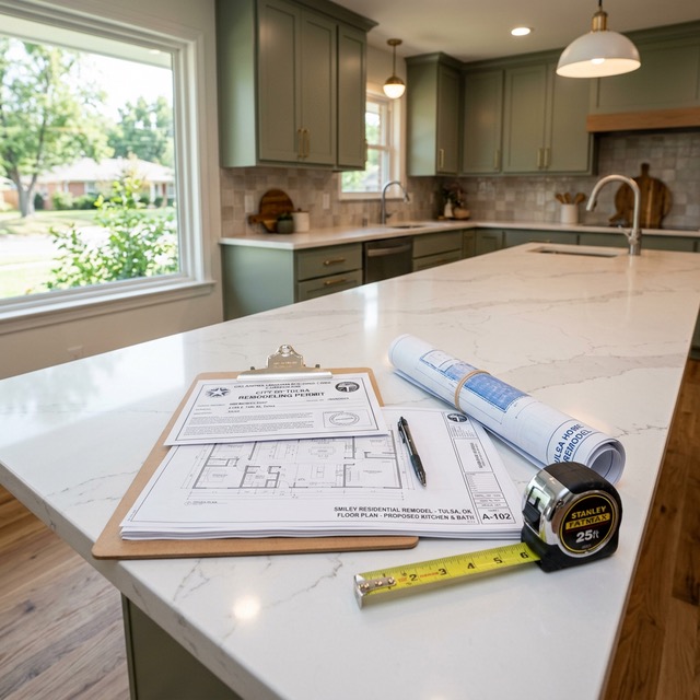 Remodel planning and permit review in Tulsa OK with contractor documents and residential project context