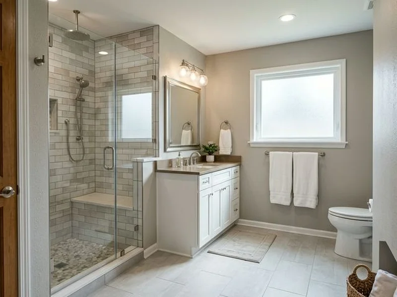 Bathroom layout redesign in Tulsa, OK showing optimized vanity, shower, and fixture flow