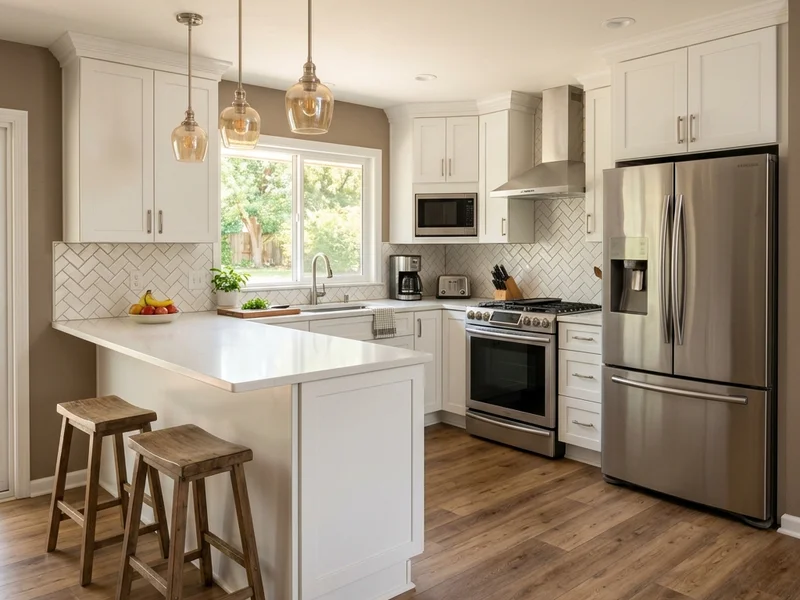 Beautiful kitchen remodeling in Tulsa, OK with custom cabinets, quartz countertops, and modern lighting
