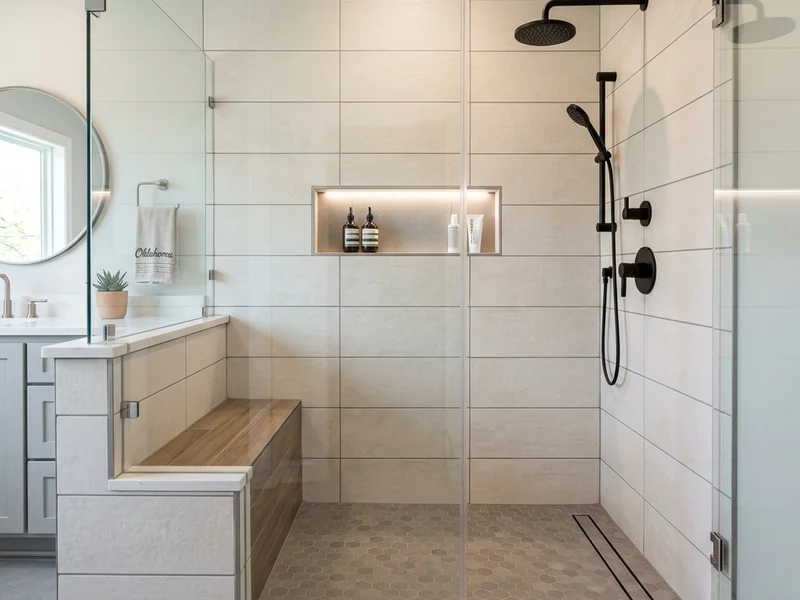 Expert tile installation by local craftsmen for a bathroom remodeling project in Tulsa, OK