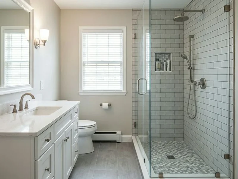 Finished tub-to-shower conversion in a Tulsa, OK home replacing a dated tub with a modern shower