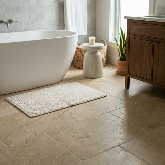 Luxury bathroom with heated floor finishes in Tulsa