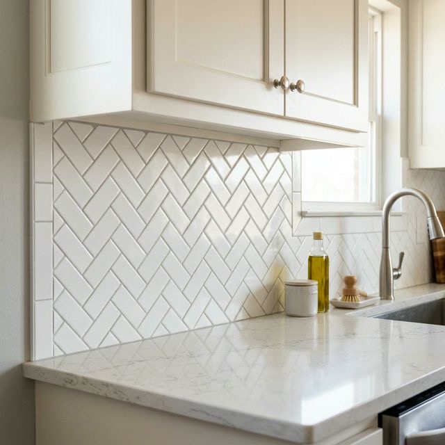 Handcrafted kitchen backsplash tile installation in Tulsa, OK