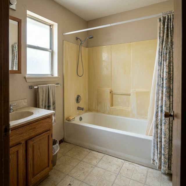 Before image of tub-to-shower conversion project in Tulsa