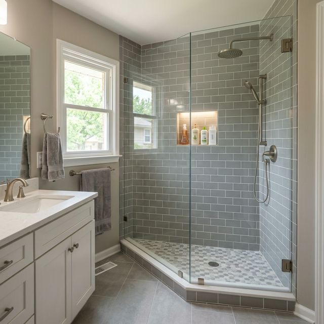 Finished tile and glass shower conversion in Tulsa