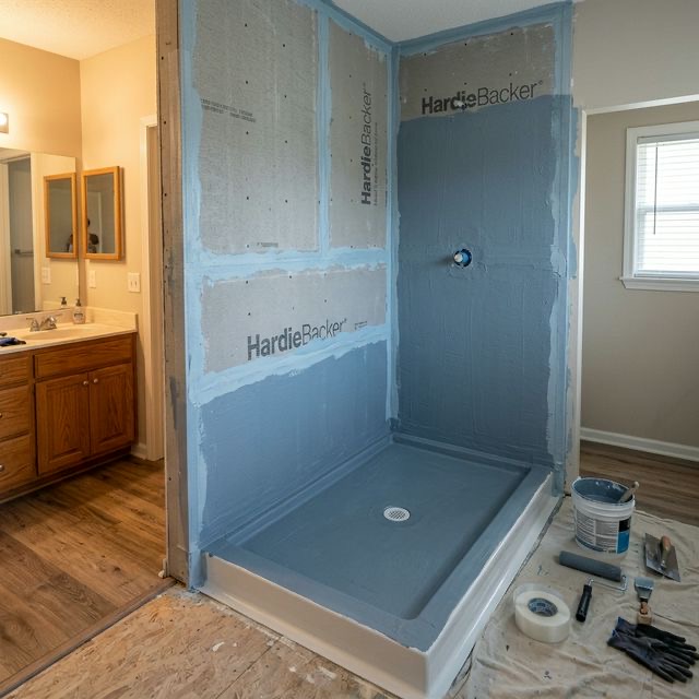 Waterproofing stage for a Tulsa shower conversion